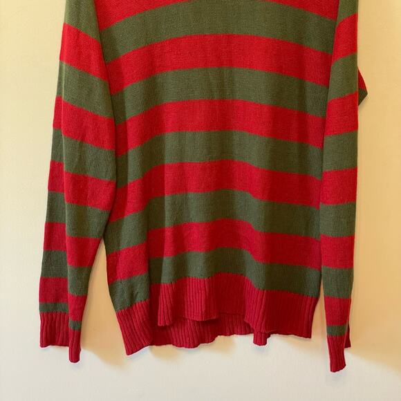 Hot Topic L Freddy Krueger Damon’s long sleeve t-shirt stripe red green knit rib - Picture 3 of 7